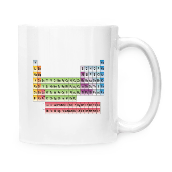 Hrnek malý bílý s potiskem Periodická tabulka